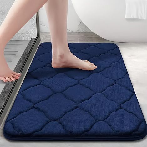 Tappetino da bagno - Tappetino da bagno ad asciugatura rapida 40x60 - Antiscivolo e morbido - Motivo a rombi grigi - Assorbente e lavabile a mano (1/2)