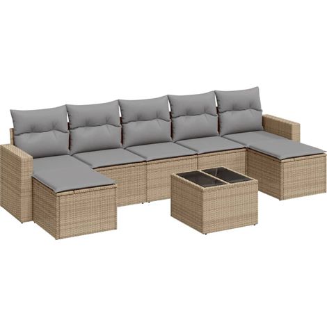 Maison Exclusive - Juego de sofás de jardín con cojines beige 8 p (1/3)