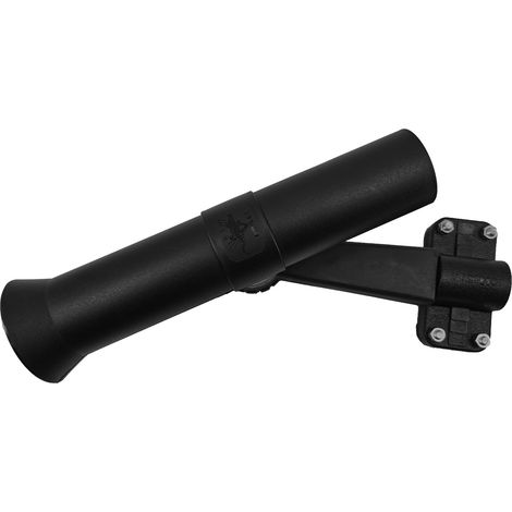 Universal black plastic fishing rod holder for maritime use, long-arm railing holder, ship and yacht fittings, long-arm hose clamp, fishing rod holder, fishing rod base.