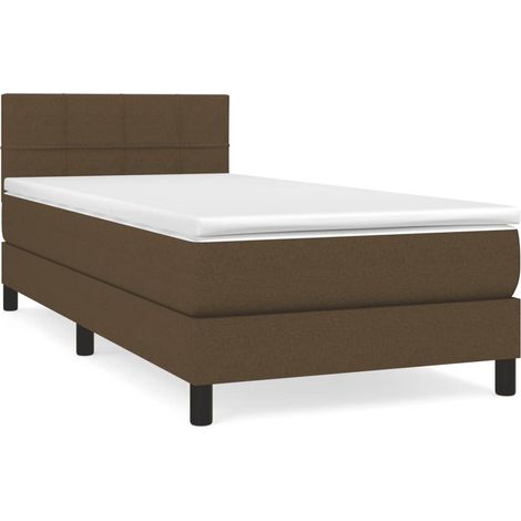 Maison Exclusive - Cama box spring con colchón tela marrón oscuro (1/5)