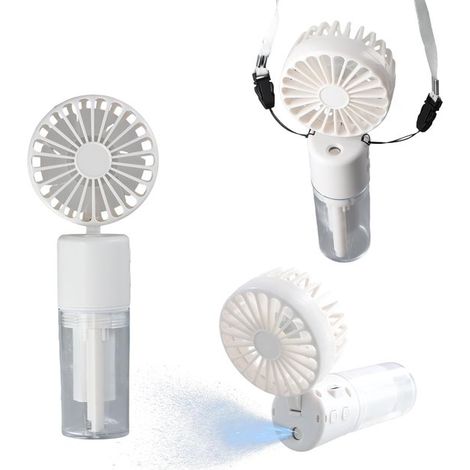Handventilator,Wassernebelventilator,Tragbarer Mini-Ventilator,800 mAh,USB-Aufladung,4 Einstellungen,Weiß (1/5)