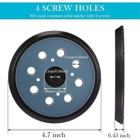 2 Pièces 125mm Tampon de Ponceuse de Remplacement Orbitale à Crochet et Boucle à 8 Trous Plateau de Ponçage (Bleu) (1/4)