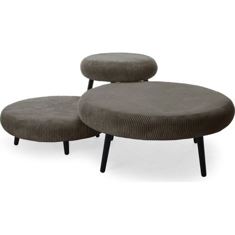 BOBOCHIC - Lot de 3 poufs EDEN tissu velours côtelé Marron (1/5)