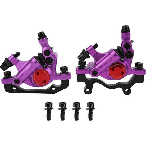 Convient aux systèmes de freins à disque en alliage d'aluminium à double fixation, compatible avec les vélos, VTT et vélos pliants. Violet. (1/5)