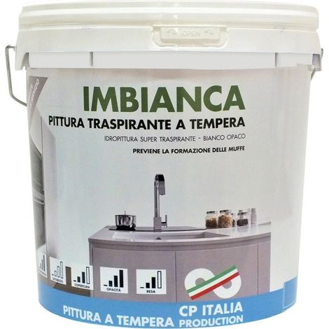 Vernice traspirante a tempera imbianca da lt.14 bianco opaco bagno cucina - Salone
