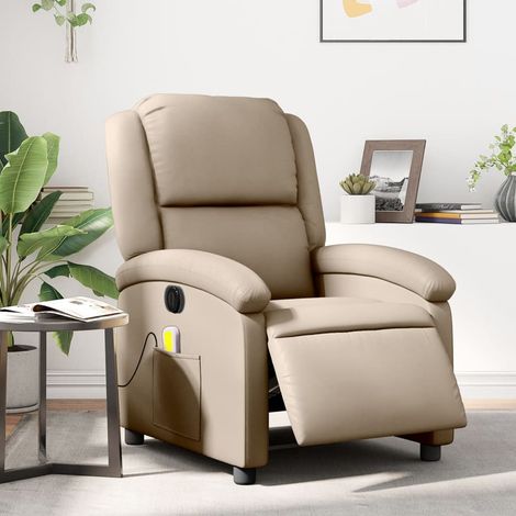 Fauteuil de massage inclinable électrique-Chaise de relaxation cappuccino similicuir 186968 (1/5)