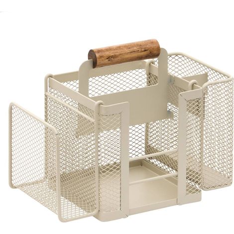 Recipiente para utensilios con 4 compartimentos telma, 12,3 x 23,3 cm, color beige - 5five (1/5)