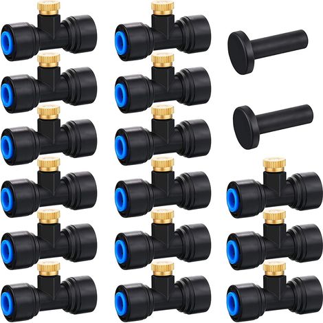 Raccord En T - Buse De Brumisation En Laillon - Pour Tube 6 35 Mm - Système Extérieur Terrasse Patio - 15 Pièces + 2 Bouchons (1/5)