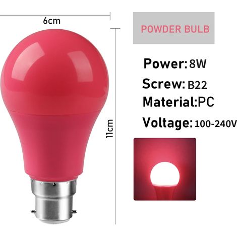 Ampoules LED B22 roses (lot de 10) pour éclairage de scène, couleur, sans scintillement. (1/2)