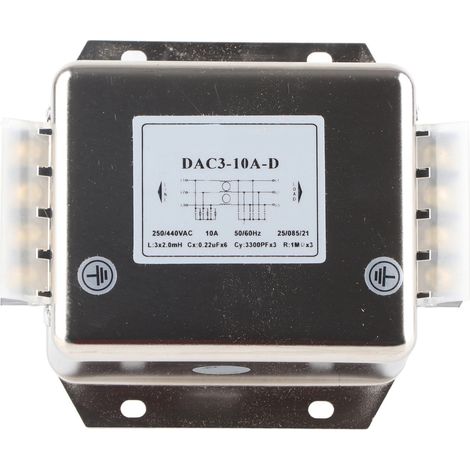 Dreiphasen-3-Leiter-Filter AC250/440V 50/60Hz 10A für elektronische Bauteile in Stromleitungen (1/5)
