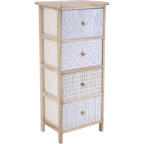 Mobile in paulownia con 4 cassetti stampati con pomelli in legno - naturale - Tendance