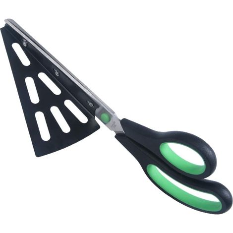Ciseaux à Pizza en Acier Inoxydable de 28cm, Cuisine Cisailles en Ciseaux avec Pelle Pizza détachable, (Multi-Fonction Pas Seulement pour Pizza) Gadget de Cuisine(Vert)