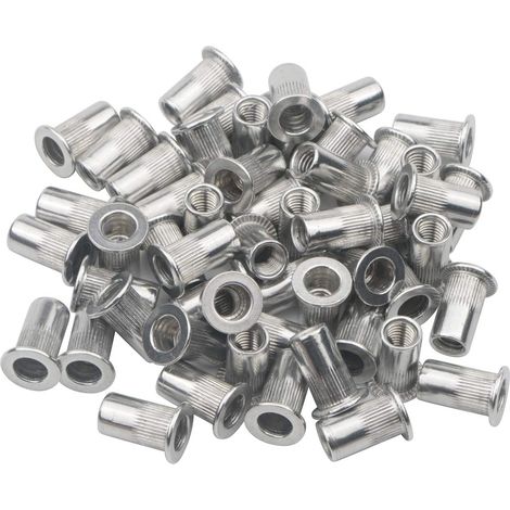 Lot de 100 écrous à rivets M4 à tête plate en aluminium (1/5)