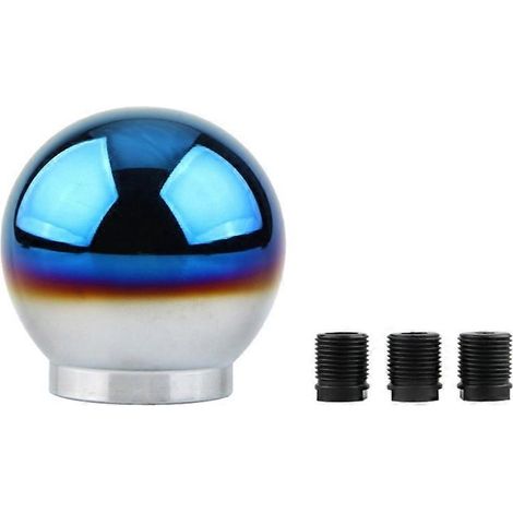 Bouton de levier de vitesse rond bleu cuit avec adaptateurs universels pour voiture, pommeau de changement de vitesse ajustable en forme de boule. (1/4)