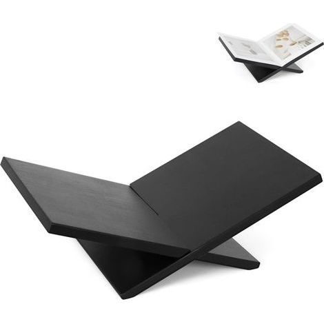 Support de livre - Porte-livres en bois - Forme en X - Support de table basse - Convient pour Bibles, livres, manuels scolaires, magazines et œuvres d'art - Noir (1/5)