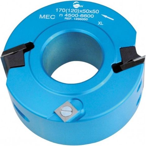 Leman – Porte-outils de toupie D120 pour feuillurage et profilage bois – Diamètre d'alésage 50mm – Montage fers 40/50mm – Rechange plaquette 50x12x1.5
