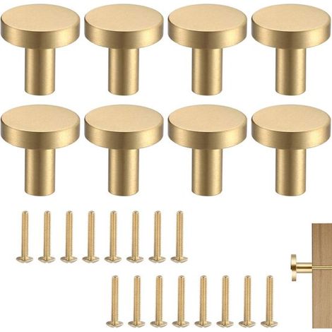 Messing-Schrankknöpfe Ø 2,5 cm - Möbelknöpfe - Schrankgriffsets - Möbeltürgriffe - Schranktürgriffe - Schubladengriffe - Inklusive Befestigungsschrauben - Für Schränke, Küchenschränke, Schuhschränke, (1/5)
