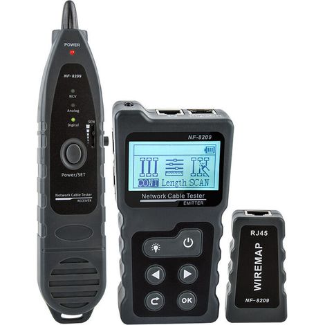 Multifunctional LCD Network Cable Tester, PoE Wire Tracker Checker, Online PoE Voltage and Current Tester with Cable Tester and Backlight Function (Gray)
