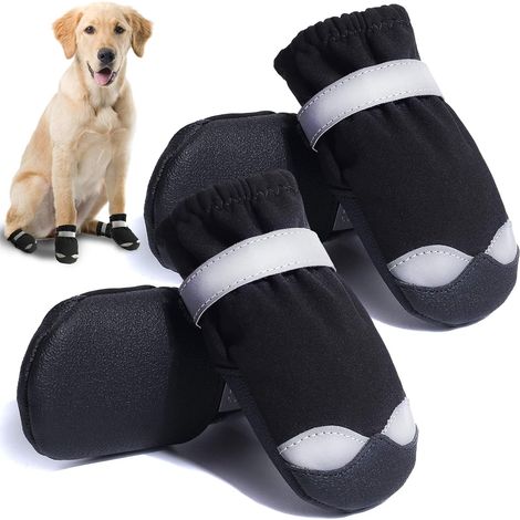 4 Paires bottes chien, semelle antidérapante, imperméable, sangle réglable, pour moyen grand chien (1/5)