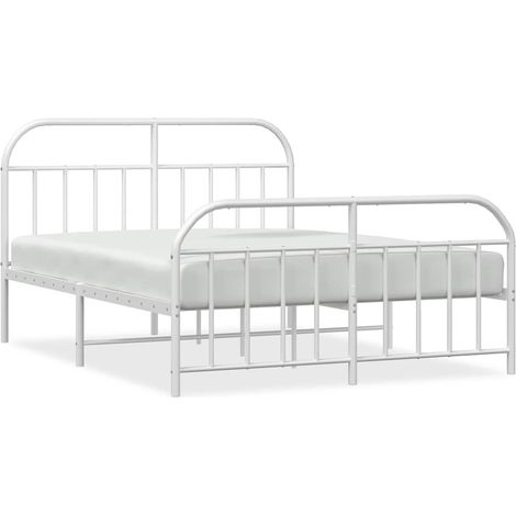Lit double,Lit adulte,Cadre de lit métal sans matelas et pied de lit blanc 183x213 cm CFW6604702 (1/5)