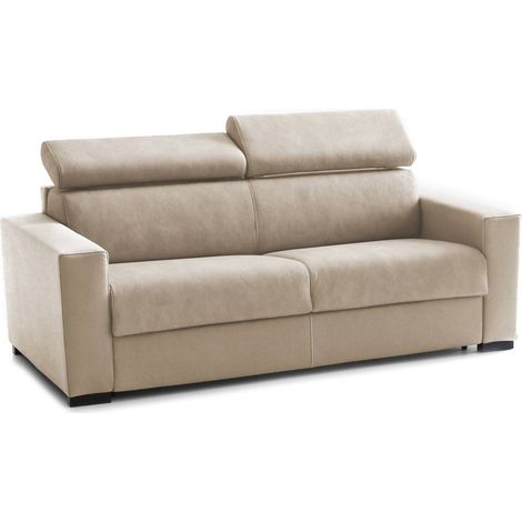 Dmora - Schlafsofa Daame, 2-Sitzer-Sofa, 100% Made in Italy, Wohnzimmersofa mit drehbarer Öffnung, mit verstellbaren Kopfstützen und schlanken Armlehnen, Cm 160x95h85, Beige