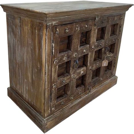 Aparador de madera acabado artesanal marrón 115x51x98h cm (1/5)
