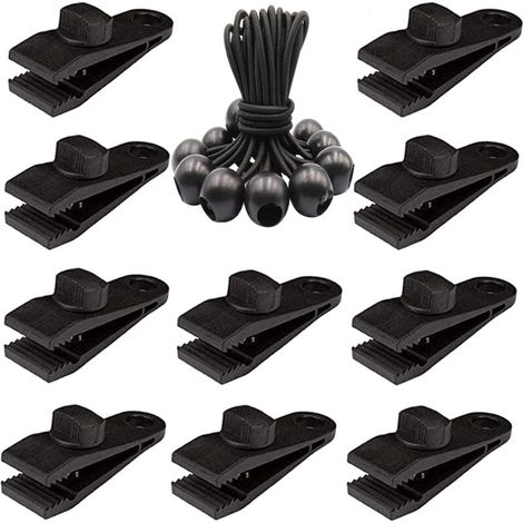 Packung mit 20 robusten Planenclips – Schraubclips mit Gummiball für Markisen, Überdachungen, Pergolen und Abdeckungen (1/4)