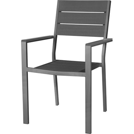 Fauteuils à Lattes Valletta Gris - Lot de 4 - Bolero (1/4)