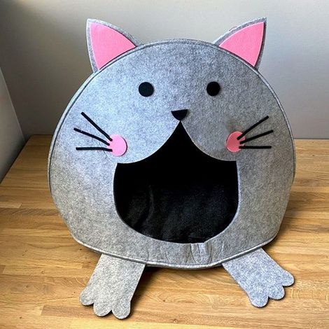 Nicchia per gatti - Grigia - Interno - Feltro spesso - Dimensioni 45x48x36 cm