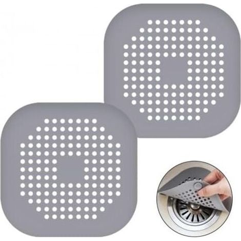2 Pack Silicone Drain Cover, Kitchen Sink Strainer with Suction Cups, Bathtub Drain Filter, Kitchen Sink, Bathroom Drain Cover, Gray YMYNY (1/3)