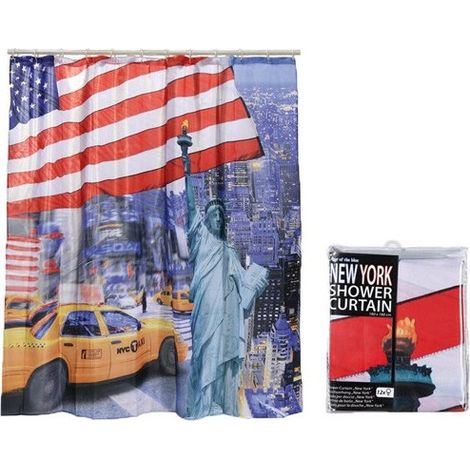 Trade Shop - Nueva York Bandiera Venta De Bagno Tendina Con Ganci 180x180 Cm - (1/2)