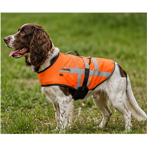 Gilet orange fluo bande réfléchissantes pour chien 3 tailles
