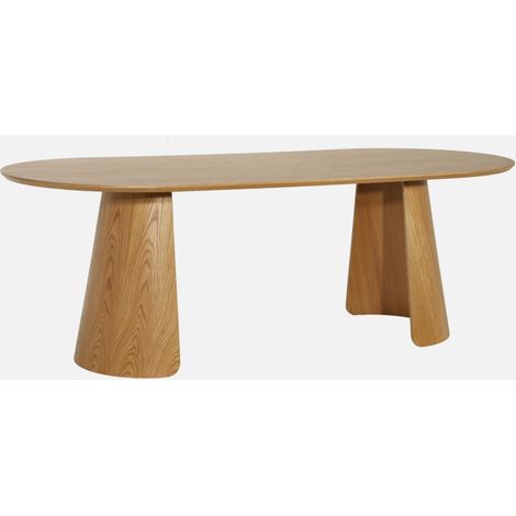 Mesa de comedor oblonga decorada en madera, 8 plazas (1/5)