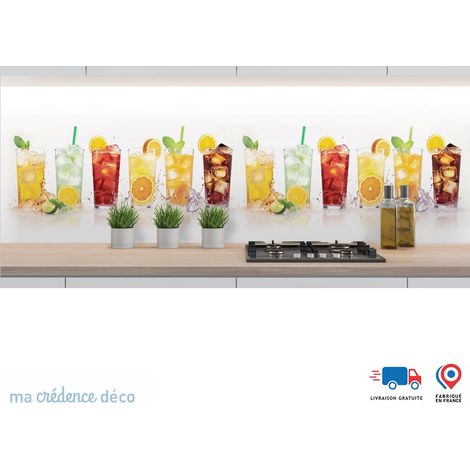 Crédence : Cocktails colorés fond blanc - Couleur Jaune Colza - Alu composite - 60 - 120 (1/3)
