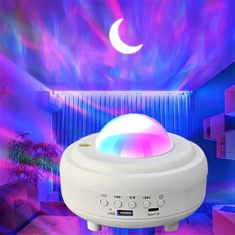Proiettore di cielo stellato - Luce notturna musicale - Relax in camera da letto - Lampada con altoparlante rotante - 14,5x14,5x10,3 cm - Bianco (1/5)