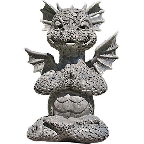 Meditationsdrachenstatue für den Garten, Gartenskulptur, 16 cm große Sammlerfigur aus Kunstharz, Gartendekoration für den Außenbereich