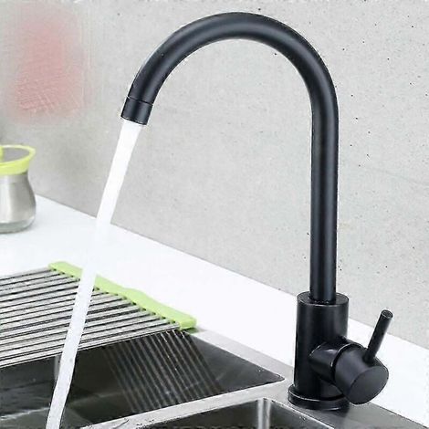 Robinet de cuisine en acier inoxydable avec bec haut, noir, mitigeur de cuisine P2025041800181 (1/5)