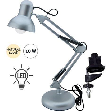 Flexo Antígona Articulable Plata Con Bombilla LED (1/3)