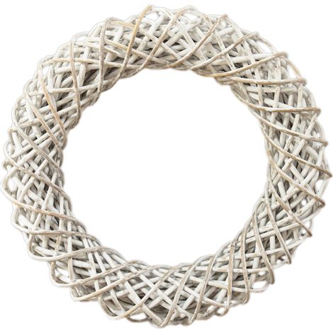 Wreath - Rattan/Wicker - L10 x W40 x H40 cm - White Wash