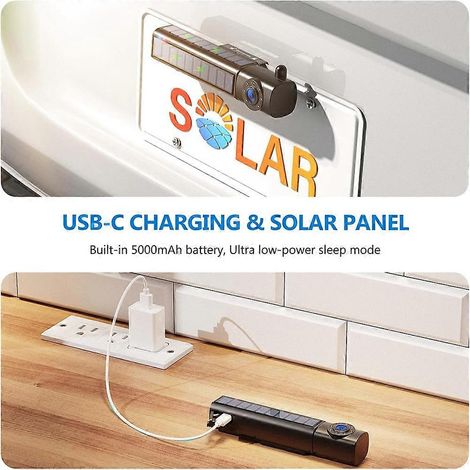 Solarbetriebene, kabellose Rückfahrkamera, 1080P 5"-IPS-Monitor, einfache Einrichtung, batteriebetrieben, Nachtsicht, wasserdicht (1/5)