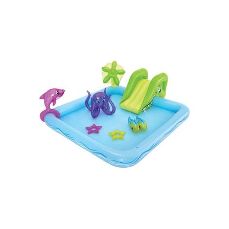PISCINA CON GIOCHI GONFIABILE ACQUARIO FANTASTICO +2 ANNI  cm.239x206x86h.  (art.53052)    BESTWAY