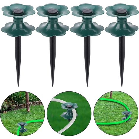 4 piquets de guidage pour tuyau d'arrosage, guides à verrouillage par rotation à insérer dans le sol pour protéger les plantes et les parterres de fleurs (1/5)