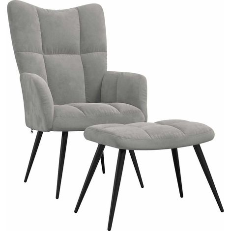 Maison Exclusive - Relaxsessel mit Hocker Hellgrau Samt