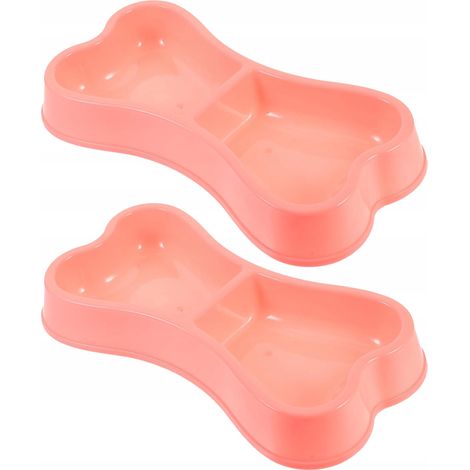 CIOTOLA PER CANI a forma di osso iplusmile rosa con due scomparti, set da 2 (1/5)