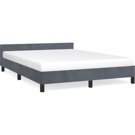 Bed Frame without Mattress Dark Grey Queen Velvet vidaXL (1/5)