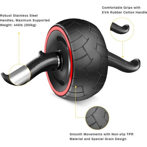 AB Roller-Roue Exercice pour Abdominaux avec Tapis épais pour Genoux AB-Rouleau Roue Trainer Pro Abdominale Estomac Exercice Entraînement Fitness Equipment-Fei Yu (1/5)
