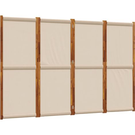 Paravento divisorio 4 pannelli 280 x 180 cm in Textilene color tortora e legno DEC030924