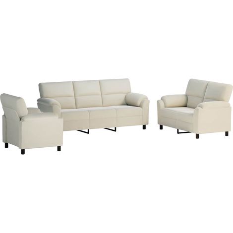Sofa-Set 3 pcs Creme Samt vidaXL (1/5)