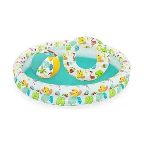 Piscine gonflable avec ballon de plage et bouée - 122 cm/20 cm multicolore (1/3)