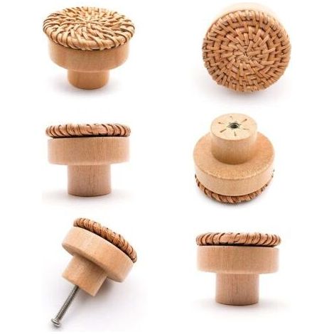 pièces Poignée meuble bois Poignée tiroir en bois Boutons de meuble -convient pour armoires de cuisine, poignées de porte, tiroirs et salon 40 x 30 mm (1/5)